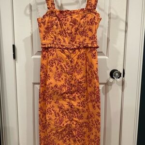 Anthropologie Orange Floral Dress